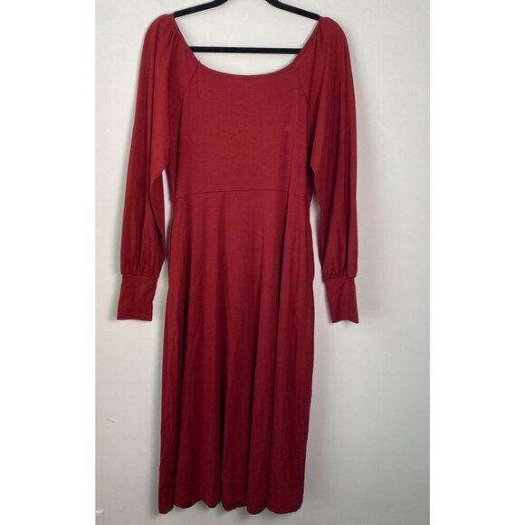 Able Dress NWT Rita Square Neck Pima Cotton Midi Sun Dried Tomato Size M - Picture 5 of 11